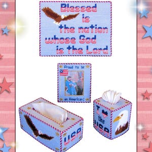 Plastic Canvas Pattern Download - Blessed Nation Decor Set