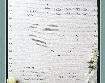 Crochet Pattern Download - Easy Filet True Love Afghan