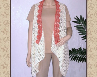 Crochet Pattern Download - Coral Sands Vest - Fashion, Stylish, Shawl, Vest