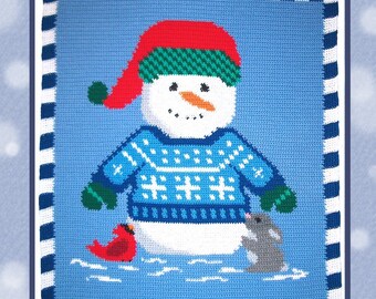 Crochet Pattern Download - Snowman and Friends Afghan