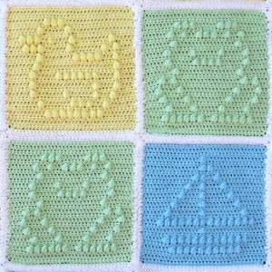 Crochet Pattern Download - Popcorn Patchwork Blankie for Boys