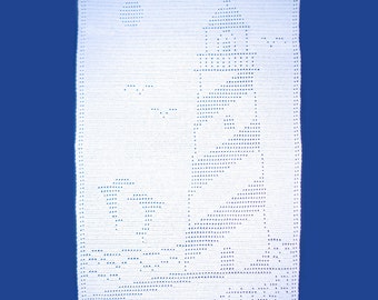 Crochet Pattern Download - Easy Filet Lighthouse with Dolphins Afghan