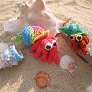 Crochet Pattern Download - Hermie Crabbie with 3 Removable Shells