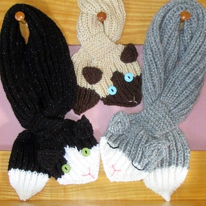 Knit Kitty Keyhole Scarves in 3 styles