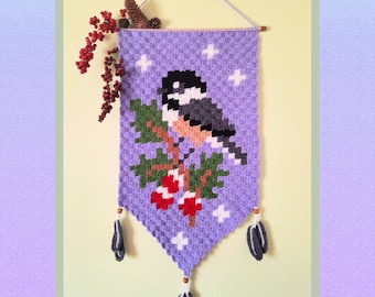 Crochet Pattern Download - Seasonal Bird Banners - Spring Bluebird, Summer Goldfinch, Autumn Blackbird, Winter Chickadee