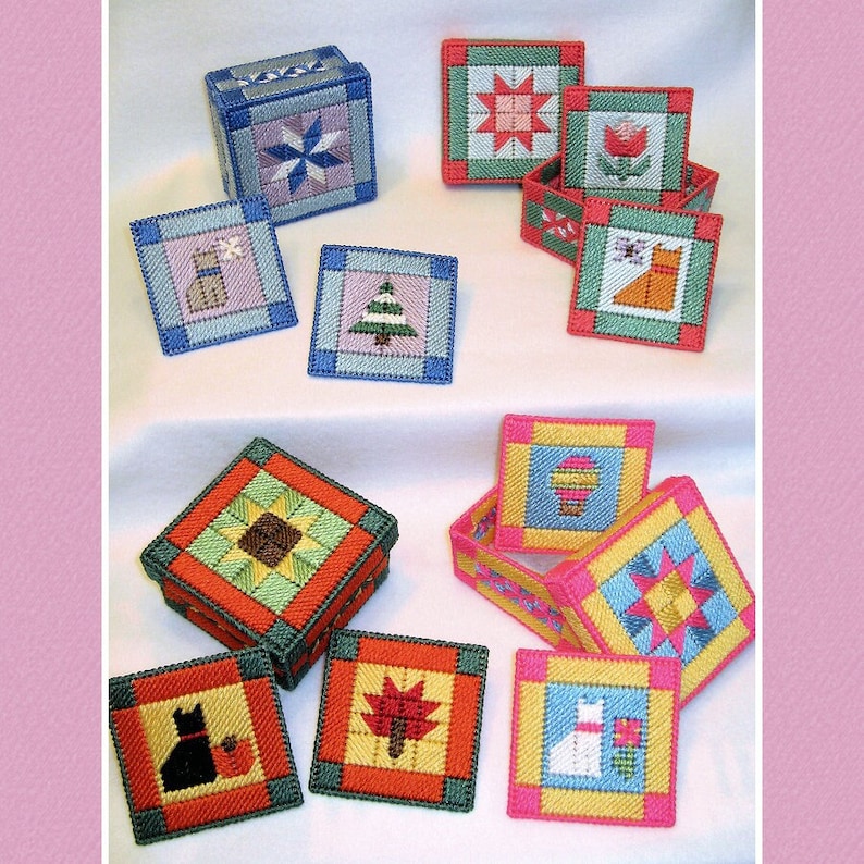 Plastic Canvas Pattern Download Quilted Kitty Coaster Set - Etsy