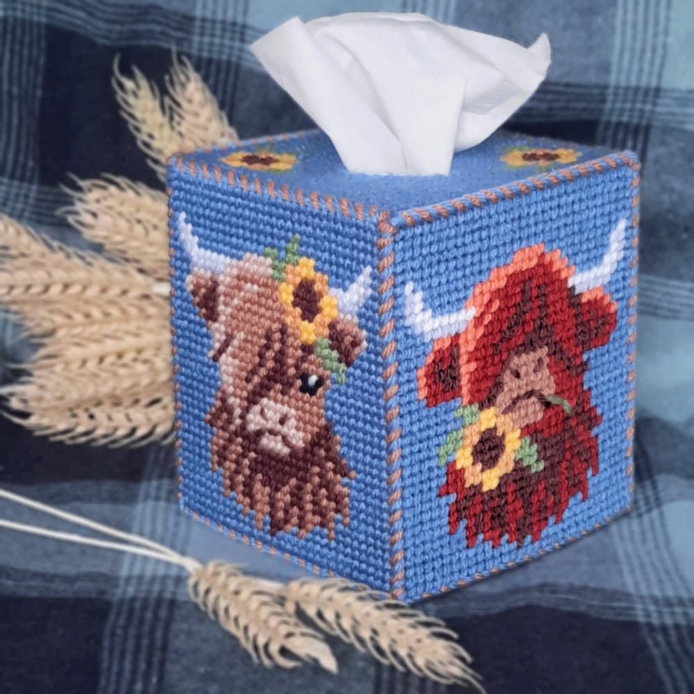 plastic canvas pattern download - highland cow boutique tissue