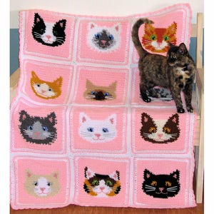 Crochet Pattern Download - Sweet Kitty Afghan - Cat Lovers