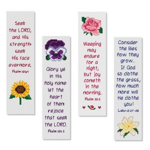 Cross Stitch Pattern Download - Flowers of Faith Bookmarks