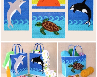 Plastic Canvas Pattern Download - Sea Life Collection Totes and Wall-Hangings