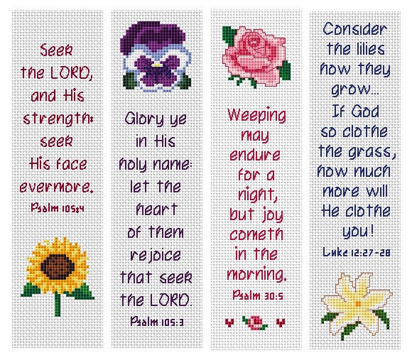 Cross Stitch Pattern Download - Flowers of Faith Bookmarks