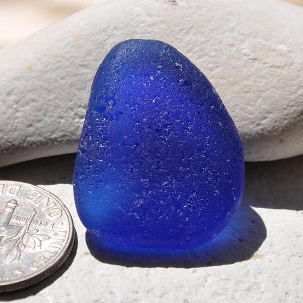 Pendant-Sized Bright Cobalt Blue Sea Glass Piece, Electric Blue, Authentic Seaglass, Rare Surf-Tumbled Beach Glass