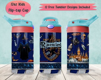 Wizard House 12oz Kids Tumbler Wrap PNG Sublimation Designs, Wizard Magic 12oz Flip-Top Wrap PNG, Wizard School 12oz Sippy Cup PNG