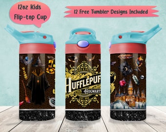 Wizard House 12oz Kids Tumbler Wrap PNG Sublimation Designs, Wizard Magic 12oz Flip-Top Wrap PNG, Wizard School 12oz Sippy Cup PNG