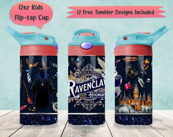 Wizard House 12oz Kids Tumbler Wrap PNG Sublimation Designs, Wizard Magic 12oz Flip-Top Wrap PNG, Wizard School 12oz Sippy Cup PNG