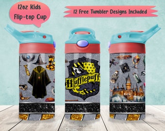 Wizard House 12oz Kids Tumbler Wrap PNG Sublimation Designs, Wizard Magic 12oz Flip-Top Wrap PNG, Wizard School 12oz Sippy Cup PNG