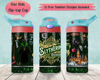 Wizard House 12oz Kids Tumbler Wrap PNG Sublimation Designs, Wizard Magic 12oz Flip-Top Wrap PNG, Wizard School 12oz Sippy Cup PNG