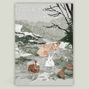 Onsen plonzen illustration / greetingcard A5