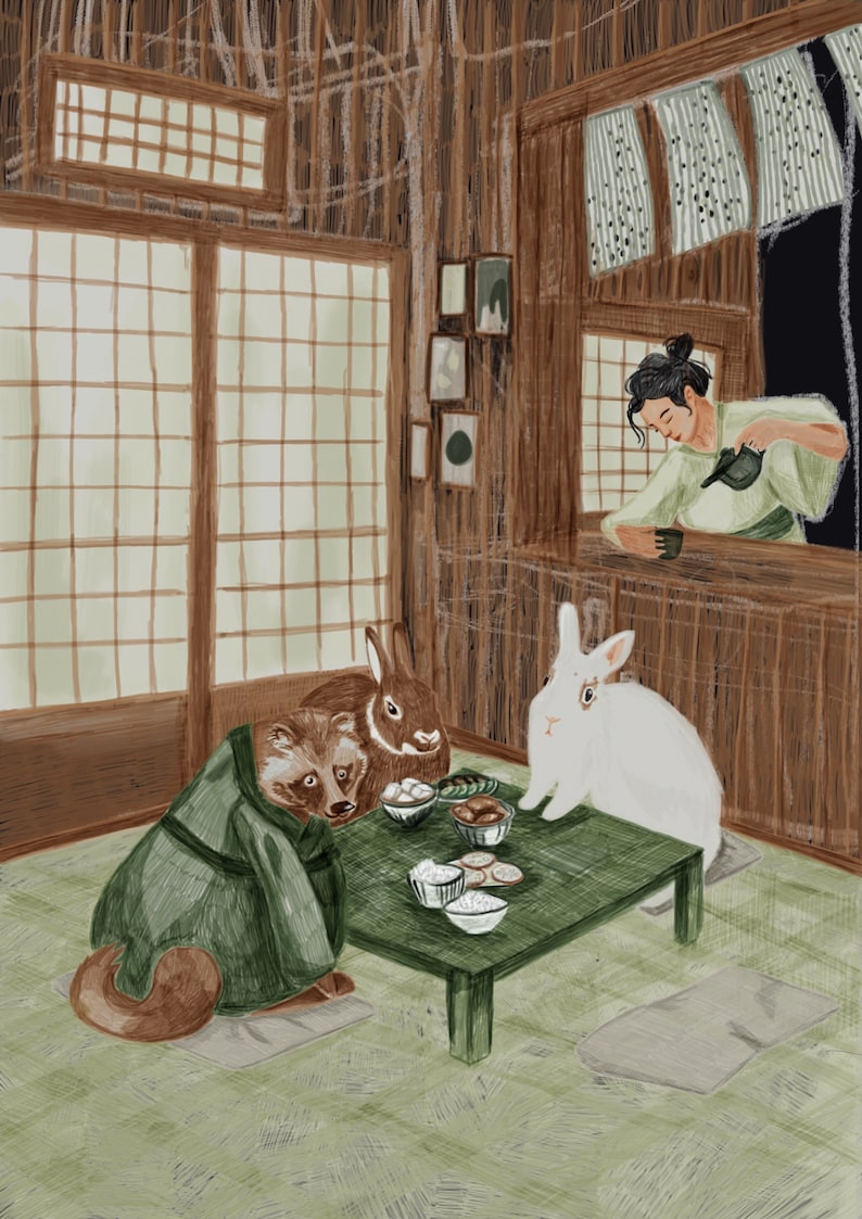 Kyoto restaurant illustration A4 image 7