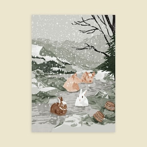 Onsen plonzen Illustration / Grußkarte A5