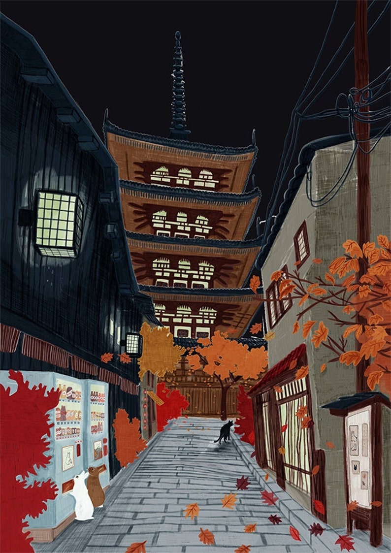 Kyoto pagoda illustation A2 image 1
