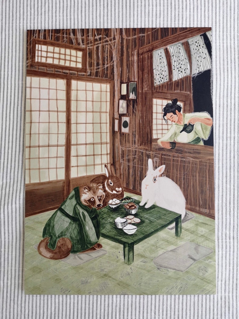 Kyoto restaurant illustration A4 image 6