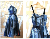 Corset dress Denim dress Maxi dress Boho dress Full skirt Sleeveless dress Long dress Cotton dress Patchwork Boho Hippie dress Steampunk