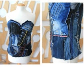 Camisole Corset Bodice Burlesque Bustier Corset top Denim dress Boho Grunge Goth Steampunk Sleeveless dress Hippie Festival Hipster Folk Goa