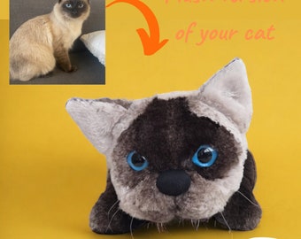 Gato de peluche personalizado, Gato de peluche de la foto, Versión de peluche del gato, Réplica de peluche de gato, Gato de peluche, Regalo Catslover