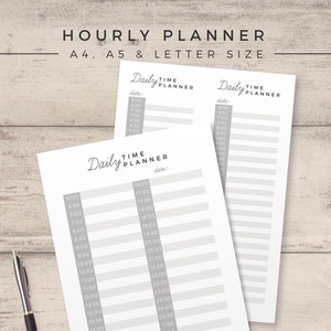 Hourly Planner - Printable Planner Insert - A4 - A5 - Letter - Modern Organizer - Minimal Hour Planner - Printable Daily Schedule - Filofax