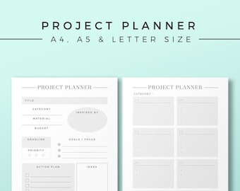 project planner printable planner inserts productivity organizer minimal project log printable planner page productivity idea note