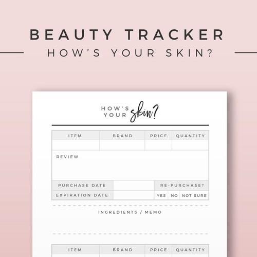 Beauty Tracker Printable Planner Inserts Cosmetics Inventory Etsy