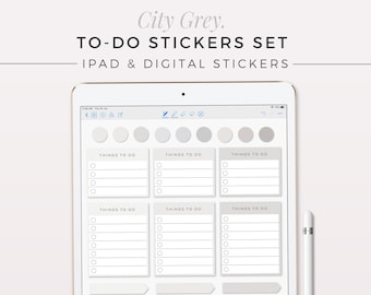 CITY GREY To-Do digitale stickers | Goodnotes-editie, neutrale plaknotities, iPad-stickers, Digital Bullet Journal, GoodNotes, Notability