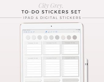 CITY GREY To-Do Digital Stickers | Goodnotes Edition, Neutral Sticky Notes, iPad Stickers, Digital Bullet Journal, GoodNotes, Notability