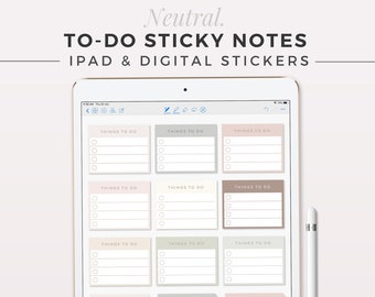 NEUTRAAL To-do Sticky Notes | iPad Esthetische Stickers, Digitale Planner, GoodNotes Template, Opmerkelijkheid, Digitale Pagina Marker, PNG Sticky Notes