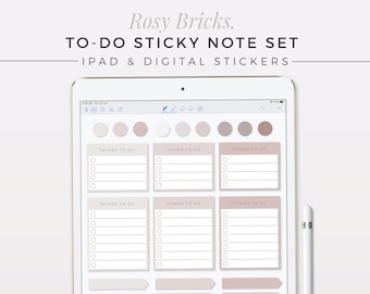 ROSY BRICK To-Do Sticky Note Set | Digital Sticky Notes, Neutral iPad Stickers, Things To Do, Digital Bullet Journal, GoodNotes, Notability