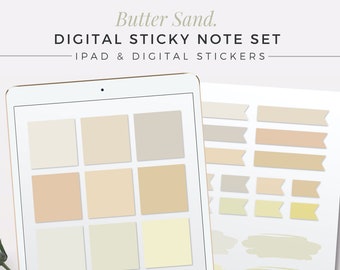 BUTTER SAND Digital Sticky Note Set | Neutral Sticky Notes, iPad Sticky Notes, Digital Planner, GoodNotes, Notability, Digital Page Marker