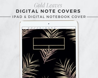 GOLD LEAVES Digital Note Covers | GoodNotes Template | Digital Notebook Cover | Aesthetic Gold Tablet Journal Cover | Digital Notebook Paper