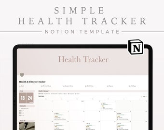 SIMPLE Health Tracker Notion Template | Notion Health and Fitness Planner, Aesthetic Notion Template, Health and Fitness Dashboard