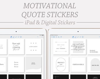 BLACK & WHITE Motivational Quote Stickers | Digital Stickers, Aesthetic Sticky Notes, Digital Planner Quotes, Journal, GoodNotes, Notability