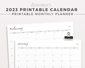 ROSEMARY 2023 Calendar | One Page Monthly Planner, Printable Planner Inserts, Dated Monthly Calendar, 2023 Planner Refill, Simple Printable