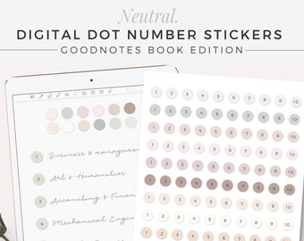 NEUTRAL Dot Number Digital Stickers | Goodnotes Edition, Digital Stickers, iPad Planner Decor, GoodNotes, Notability, Digital Bullet Journal