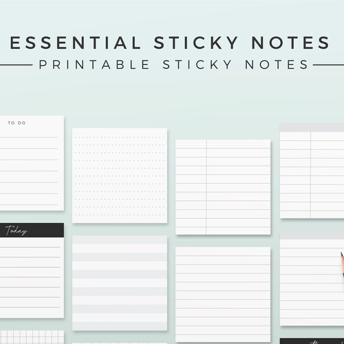 12 Essential Sticky Notes Printable Sticky Notes Template Etsy