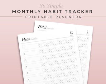 SO SIMPLE Habit Tracker | Planificateur d’habitudes mensuel, encarts de planificateur imprimables, calendrier du tableau des récompenses, tableau de réussite, planificateur d’habitudes imprimable