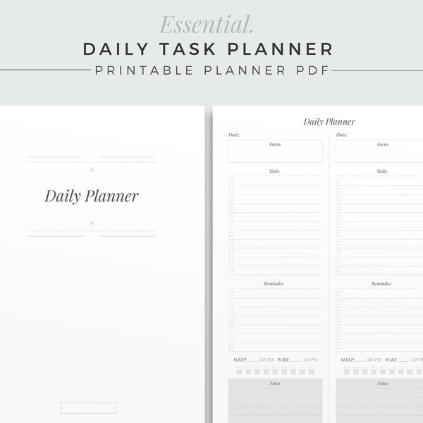 ESSENTIAL Daily Task Planner | One Page Daily Planner, Printable Planner Inserts, Printable Deskpad, Undated Daily Agenda, Planner Refill