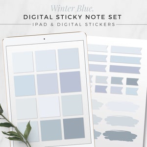 WINTER BLUE Digital Sticky Note Set | Neutral Sticky Notes, iPad Sticky Notes, Digital Planner, GoodNotes, Notability, Digital Page Marker