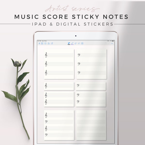 ARTIST Music Score Sticky Notes | iPad Sticky Note, Digital Planner, Goodnotes, Notability, Sheet Music, Student Sticker, Song Writing Study