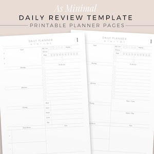 AS MINIMAL Daily Review | A5 & B5 | Printable Planner Inserts, Undated Daily Agenda, Daily Review Paper, Planner Refill, Cultural Tracker