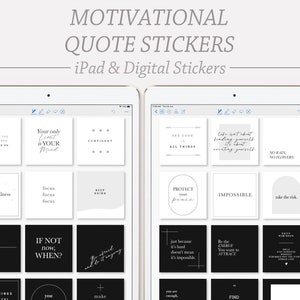 BLACK &amp; WHITE Motivational Quote Stickers Digital Stickers, Aesthetic ...