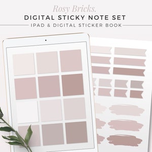 ROSY BRICKS Digital Sticky Notes | Goodnotes Sticker Book | Neutral Sticky Notes, iPad Sticky Notes, Digital Planner, GoodNotes, Notability